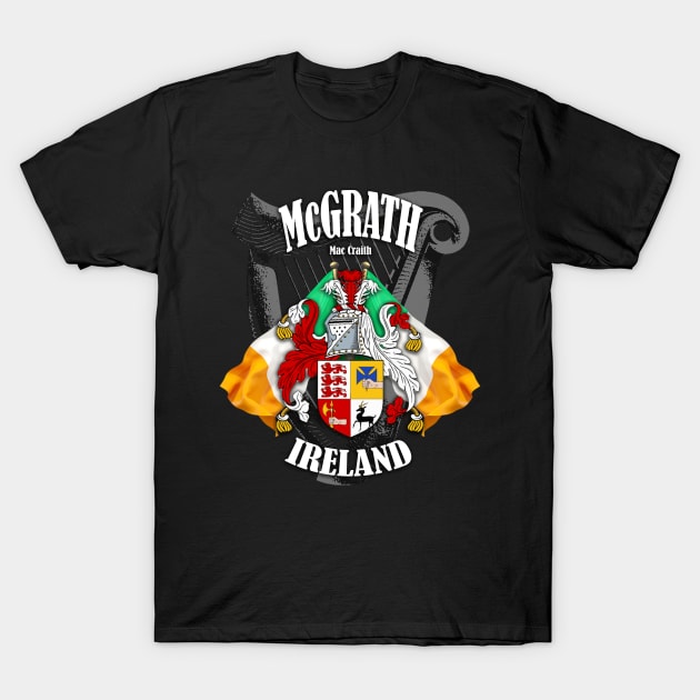 McGrath Family Crest Ireland Coat of Arms and Irish Flags T-Shirt by Ireland